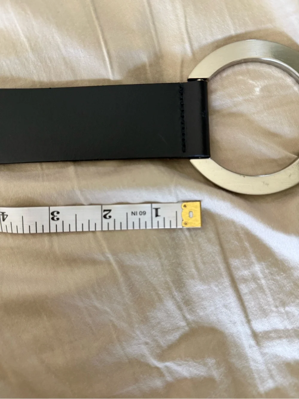 New York & Company Black Belt with Brushed Silver Crescent Buckle